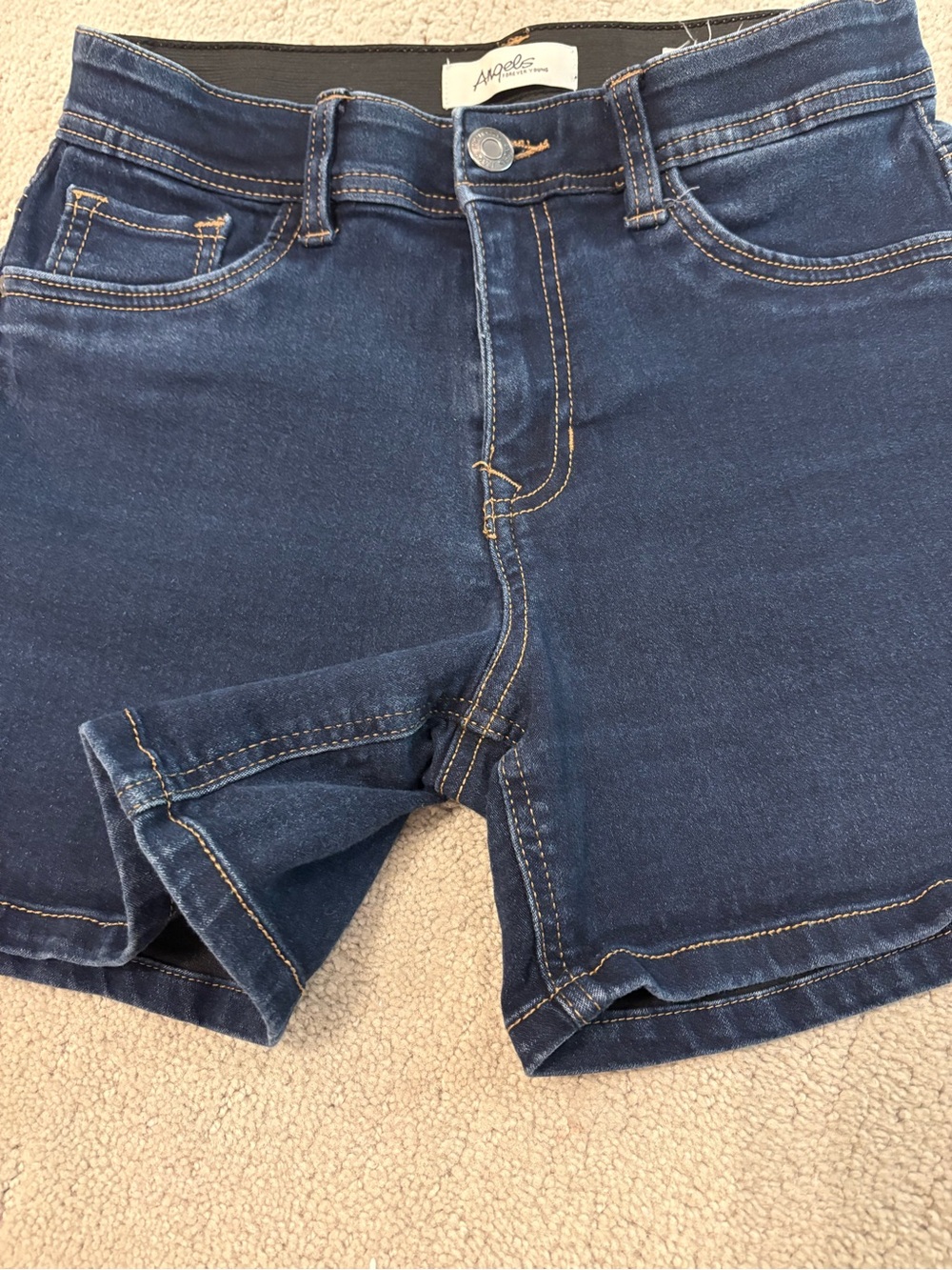 Angels Forever Young Dark Blue Denim Shorts 360 Sculpt Size 6 Women’s Stretch - Picture 3 of 5
